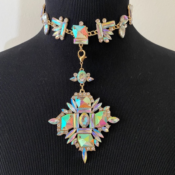 House Of Adornments Jewelry - Exquisite AB Crystal Choker Gothic Cross Necklace